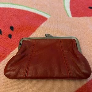 Vintage Red Leather Kiss-Lock Coin Purse